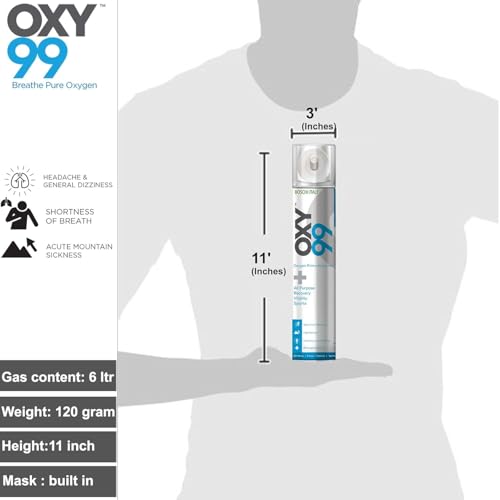 Image of OXY99 Light Weight Oxygen Cylinders Pack of 6, Oxygen Cans for Home, Oxygen Cans for Travelling, Trekking High Altitude Mountains | Fitness | Home Use for Patient | Emergency Use| Adventures Sports