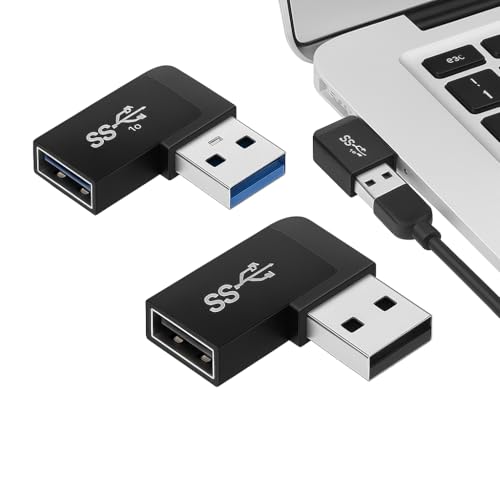 HENGBIRD 2pcs 90° USB Adaptateur, USB 3.0 Type A Femelle vers Mâle, Angle Gauche et Droit