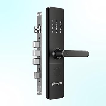 Mygate Smart Door Lock Plus (2026 Model) with 6-Way Unlock | Fingerprint, PIN, Mobile App, RFID Card, Manual Keys | Remote Unlocking via OTP | for Main Wooden Doors |3-Year Warranty by Mygate