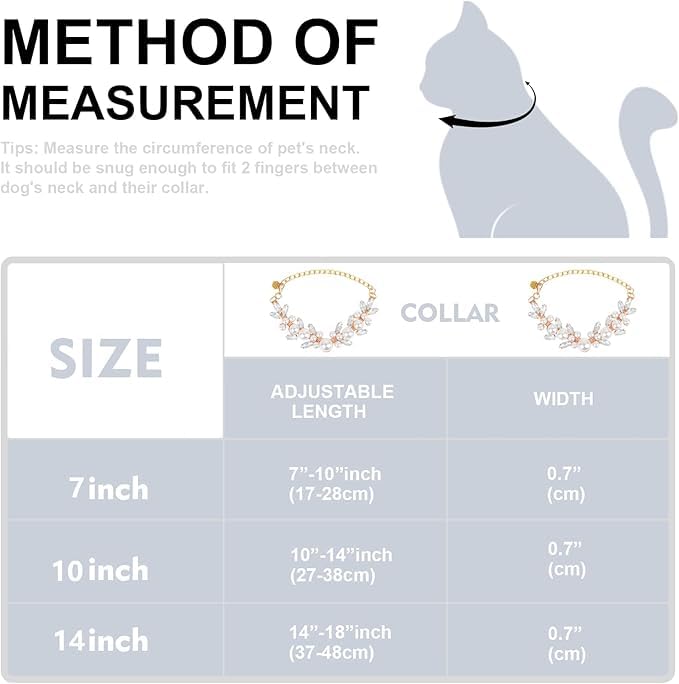Image of HOWWFALY Dog Cat Pearl Collars with Cute Pet Paw Gold Chain Stainless Steel Collars Necklace Adjustable Collar Dog Chain Cat White Pearl Pet Collar (White, L)