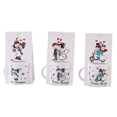 Tasse mit Sprüchen Unsere Hochzeit, präsentiert in Blisterverpackung aus Karton, originelle Tassen für Hochzeitsgäste Mug