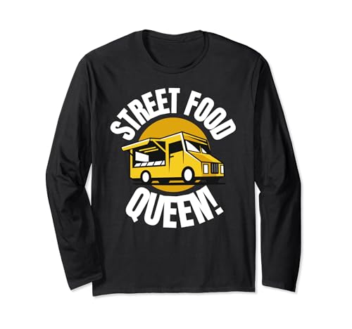 Funny Street Food Queen! Hawker, vendeur de nourriture et chef de rue Manche Longue