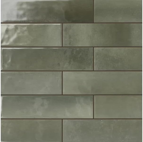 Crossroads 4 in. x 16 in. Ceramic Undulated Wall Tile (14.60 Sq. Ft. / Case) (Sage Green)