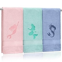 OFloral Abstract Blue & Red Fish Design Hand Towels - Super Soft & Absorbent (15x30 Inches, 1-Pack)