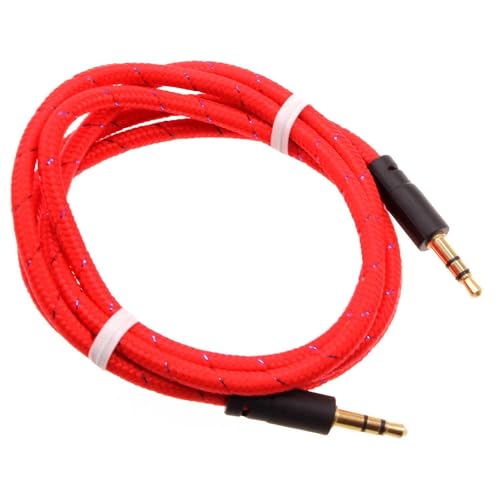 Cable auxiliar Jack 3.5mm trenzado rojo 1 m miniatura 1