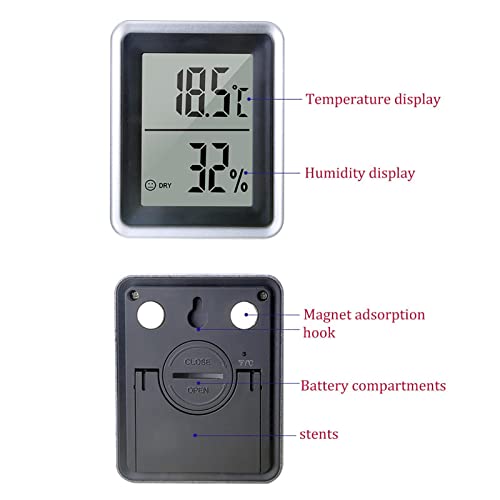 Higrômetro Digital | Termômetro interno com ímã,Medidor temperatura e umida, mini higrômetro digital