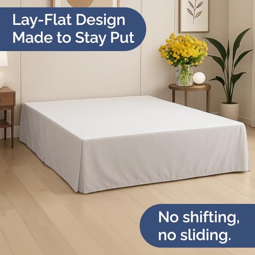Pleated Bed Skirt Twin Size - 3 Sided Pleated Bed Skirt Twin - Ultra-Soft, Easy Fit with 12 Inch Tailored Drop - Hotel Quality, Wrinkle & Fade Resistant - for Women, Men, Kids and Teens - Light Grey