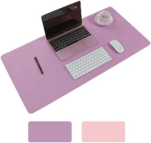 Large Desk Pad Mouse Pad, 35.4x15.75 Inches Non-Slip PU Leather Desk Mouse Mat Waterproof Desk Pad Protector Gaming Writing Mat for Office Home Desks (Pink+Purple)