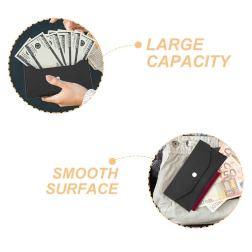 CALLARON 2 Stück Briefumschläge aus schwarzem Leder – Geldbeutel, wiederverwendbar, Receipt Organizer, tragbar, zum Verwalten des Budgets und zur Aufbewahrung von Quittungen, 17,5 x 9 x 1 cm