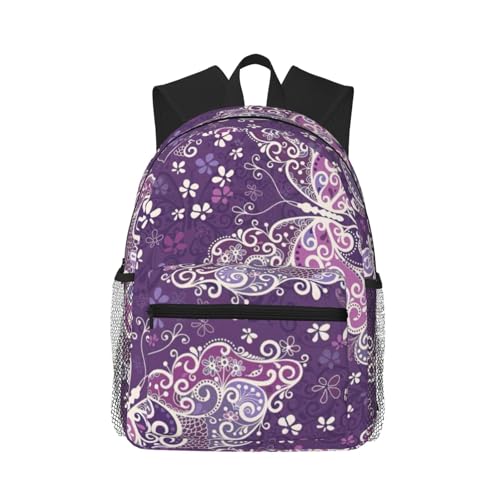 Sac à dos voyage noir avec motif papillons violets One Size