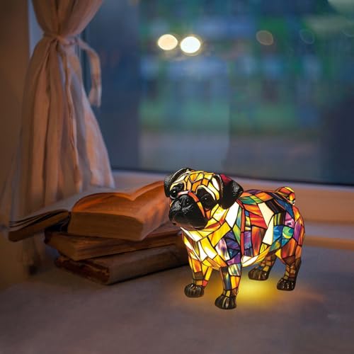 TZQFROCE Corgi Lampe und Mops Lampe Niedliche Vintage-Tischlampe Haustier Dekolampe 3D Tischlampe Wohndekor füt Schlafzimmerbeleuchtung für Katzen & Hundeliebhaber