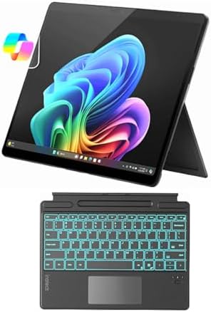 Certified Refurbished Surface Pro 11 (2024), 13" Touchscreen 2-in-1, Snapdragon X Plus, 16GB RAM, Inateck Bluetooth Backlit Keyboard, Warranty (Black, 16GB RAM，512GB SSD)