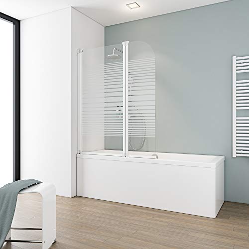 Schulte pare baignoire 115 x 140 cm, profilé blanc, 2 volets pivotants (75+40), paroi de baignoire rabattable réversible, 180° contre le mur, verre de sécurité 3 mm...