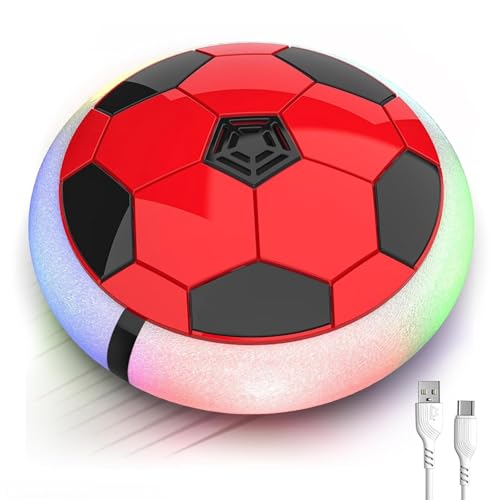 Image of Hover Football for Kids | Rechargeable LED Air Power Soccer Disc | Indoor Floating Football Toy with Soft Foam Bumper