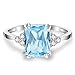 Yaresul Women's Aquamarine Ring 10x8mm Simulated 925 Sterling Silver Aquamarine Engagement Ring March Birthstone Rings Promise Wedding Ring for Anniversary Valentine's Day Gift Size 7