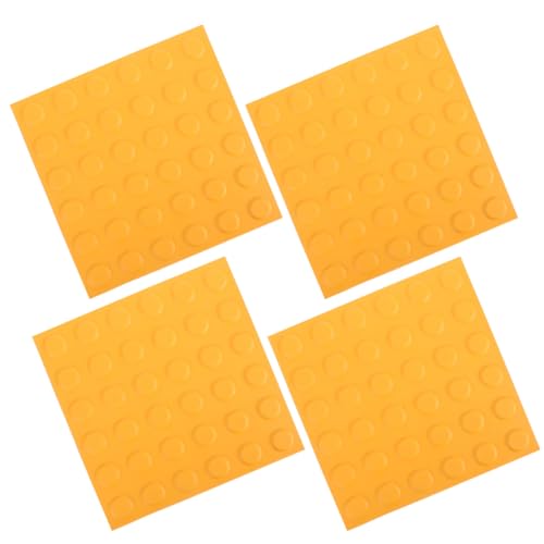 UKCOCO Adoquines Táctiles para Pavimento Ciego de Pvc 25x25 Cm en Amarillo Antideslizante, 4 Piezas para Guía Direccional en Interiores y Exteriores, Uso en Espacios Públicos