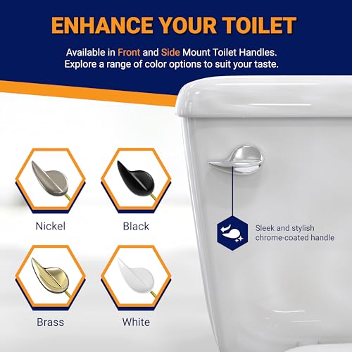 Image of Front Mount Toilet Handle Replacement, Compatible with American Standard, Kohler, TOTO, Gerber and Most Front Mount Toilet Tanks - Polished Chrome