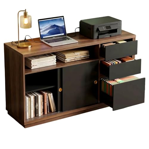 Image of ModernMate 60 inch Lateral File Cabinet with 3 Dawers, Open Shelves