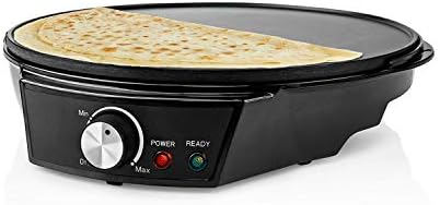 Ex-Pro Crepe Maker, Electric 30cm Crepe and Pancake Maker with Non Stick Plate, Adjustable Temperature, Batter Spreader and Spatula, 1200W - Black