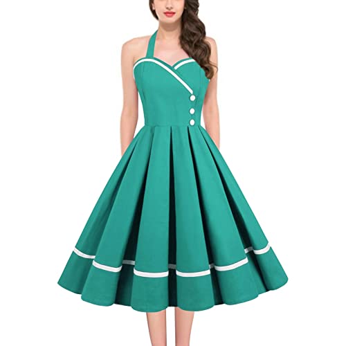 Robe vintage années 50 pour femme mi-longue et sans manches