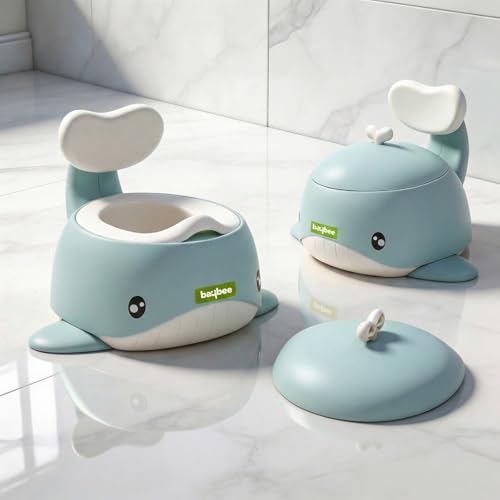 Image of Baybee Dolphin Potty Seat for Kids 2-5 Years | Baby Toilet Seat with Back Support & Anti Slip Base | Portable Potty Training Seat with Grip Handle | Baby Toilet Chair for Kids Boys Girls(Blue)