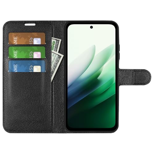 BOCTECH Hülle für Xiaomi Redmi 15, Handyhülle PU Leder Klappbar Schutzhülle Klapphülle mit Ständer, Kartenfach, Magnetschnalle Stoßfest Flip Cover Case Tasche für Xiaomi Redmi 15, Schwarz
