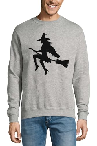 Pull en coton gris Witch Art confortable contre le froid avec motif artistique original