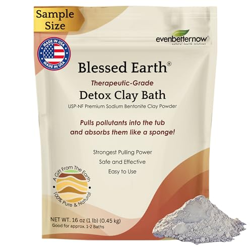Blessed Earth Detox Clay Bath 100% Pure Sodium Bentonite Therapeutic Grade Cleansing and Purifying by Evenbetternow LLC Sample Size 1 lb (16 oz)