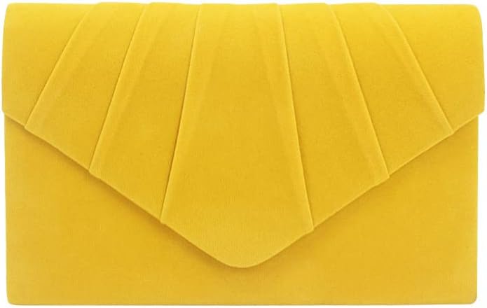 Women’s Evening Bag Pleated Envelope Clutch Handbag Velvet Purse Wedding Party Bridal Shoulder Bag