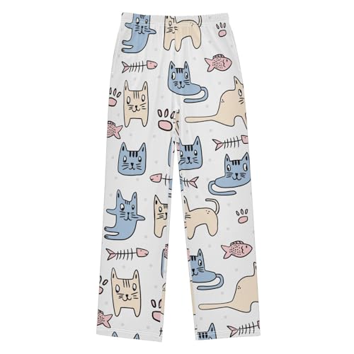 Boys' Pants Cute Cat Funny Animal Cats Cartoon Long Bottoms Jogger Pants Elastic Waist Trousers with Pockets S-XL
