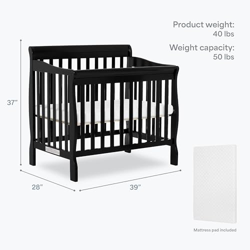 Image of Dream On Me 4 in 1 Aden Convertible Mini Crib, Black