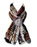 XUYUZUAU Femmes Écharpe d'hiver Fourrure de Lapin Rex Véritable Écharpes avec Fleur Chauffe cou Mode (Multicolore)