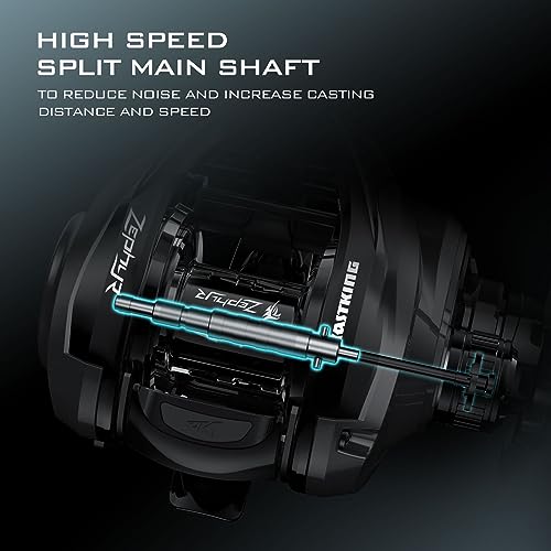 KastKing Molinete de pesca Zephyr Baitcasting, canhoto, preto