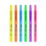 WRITECH Retractable Highlighters Assorted Colors: Chisel Tip Click Aesthetic Highlighter Marker Pens Pack Multi Colored Ink No Bleed Smear for Highlighting Journaling (6ct Neon)