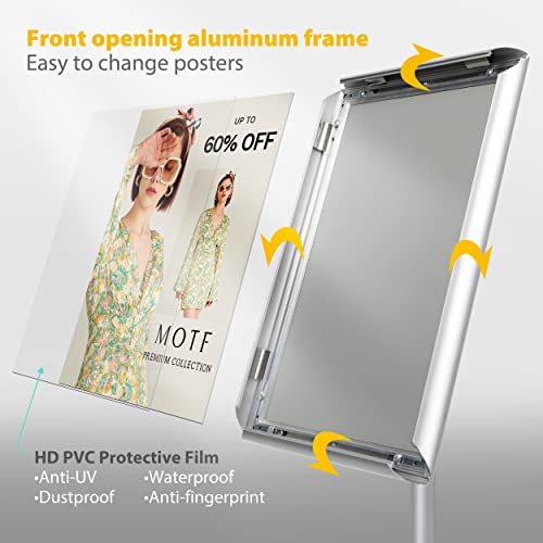 Vaiigo 8.5"X11" Pedestal Poster Sign Holder Stand With Heavy Duty Solid Steel Base, Adjustable Floor Standing Sign Holder For Vertical And Horizontal Sign Displayed Stands, Silver 3Pack #TOP2