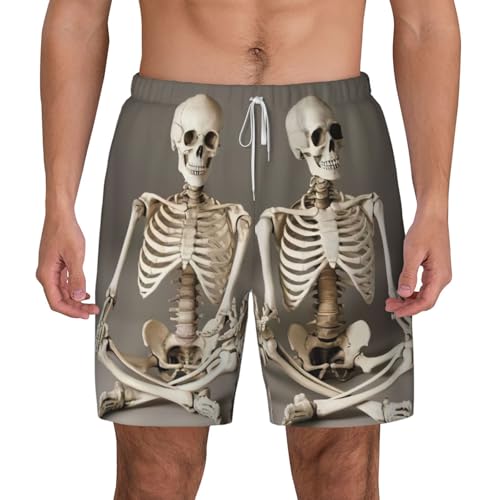 Short de bain séchage rapide respirant pour homme au motif squelettes de yoga