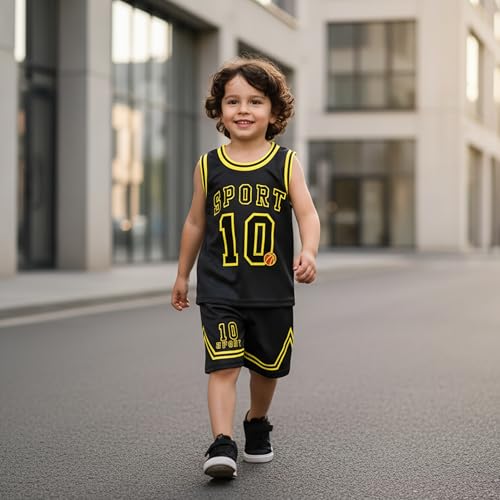 Image of Volunboy Kids Sports Shorts Sets Boys Jerseys Tracksuit 2 Piece Basketball Performance Tank Top and Mesh Shorts Set