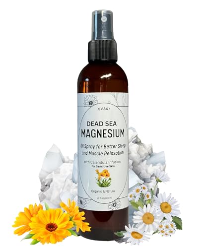 Dead Sea Magnesium Oil Spray for Better Sleep and Muscle Relaxation with Calendula Infusion for Sensitive Skin- Sleep Support, Joint Health, Leg Cramps - Made in USA (10 fl oz)
