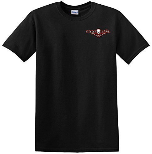 Diesel Life T-Shirts - Trucker Skeleton - Short Sleeve Novelty Tee - Xl Black/Red #TOP1