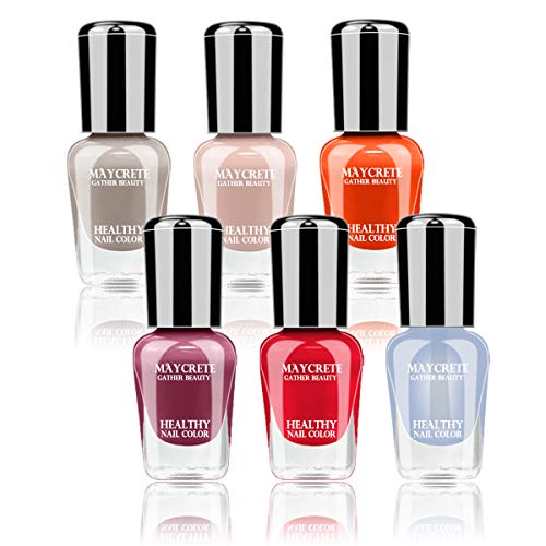 Abitzon New Non Toxic Nail Polish Set Organic Eco-Friendly Easy Peel Off & Quick Dry Water Based Nail Polish (6 Bottles)