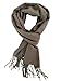 NY GOLDEN FASHION Unisex Winter Ultra Soft Cashmere Feel Scarf, Plain Solid Color Wrap, 72 x 12 inches (Charcoal Brown)
