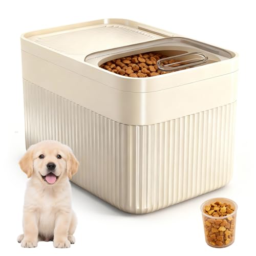 SUNOYA Futterbehälter Für Haustiere Mit Messbecher, Hundefutter Aufbewahrung, Luftdichter Aufbewahrungsbehälter Für Tierfutter 5kg, Katzenfutter...