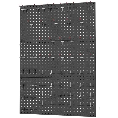 WALMANN 96PCS Metal Pegboard Kit with Pegboard Hooks Accessories for Wall Garage Tools Pegboard System for Garage, Workbench, Modular Peg Board Organizer Board with Hooks(Black) Cover