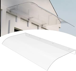 Aufun Vordach Überdachung Haustürvordach, Polycarbonat-Vordach 50x100cm | Transparentes Pultbogenvordach Sonnenschutz Regenschutz Pultvordach Wetterschutz,Rundbogenvordach für Garage Balkon Fenster