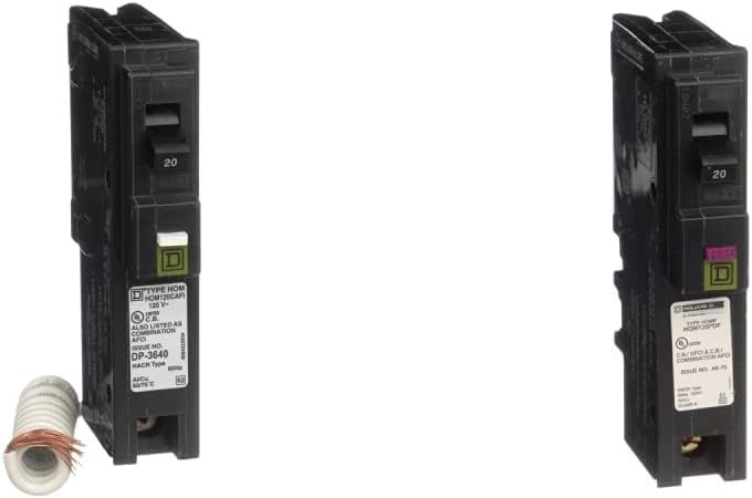 Square D Homeline 20 Amp CAFCI Circuit Breaker – Single-Pole, Plug-In Arc Fault Protection
