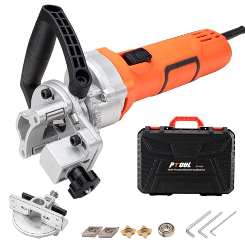 Handheld Chamfer Tool, Metal Chamfering Tool, for Trimming, Beveling, Deburring, 45 Degree Arc and Bevel, 850W 120V 60Hz, Model PT-100 (Machine)