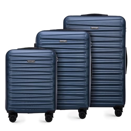 WITTCHEN Skyspeed Line Reisekoffer 3er Koffer-Set Rollkoffer Trolley Handgepäck Reisekofferset Hartschalenkoffer ABS Kombinationsschloss Teleskopgriff Marineblau Lufthansa/Eurowings/Ryanair/Condor