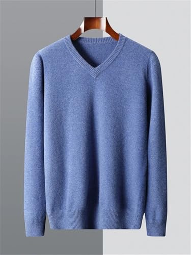 Men's Thicken Wool Sweater V-Neck Loose Knit Pullover Sweaters Long-Sleeve Business Casual Jumpers3