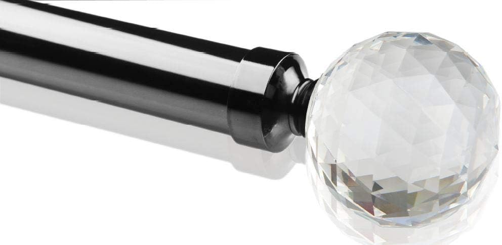 Drapery Curtain Crystal Metal Finial Opulence for 1 3/8" Diameter Drapery Rod - Black - Set of 2