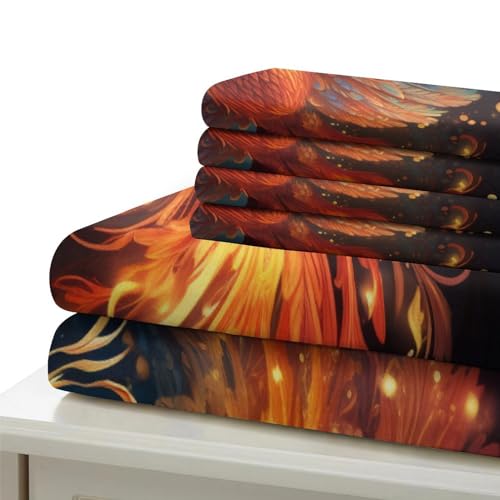 Housse de couette Phénix de feu 3D en microfibres pour lit simple 135x200 cm
